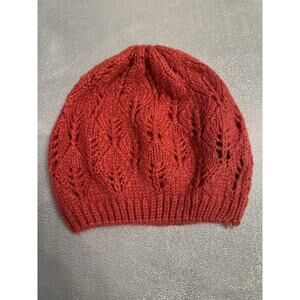 Red Knit Beanie Pattern Orange Comfy Cozy Trendy